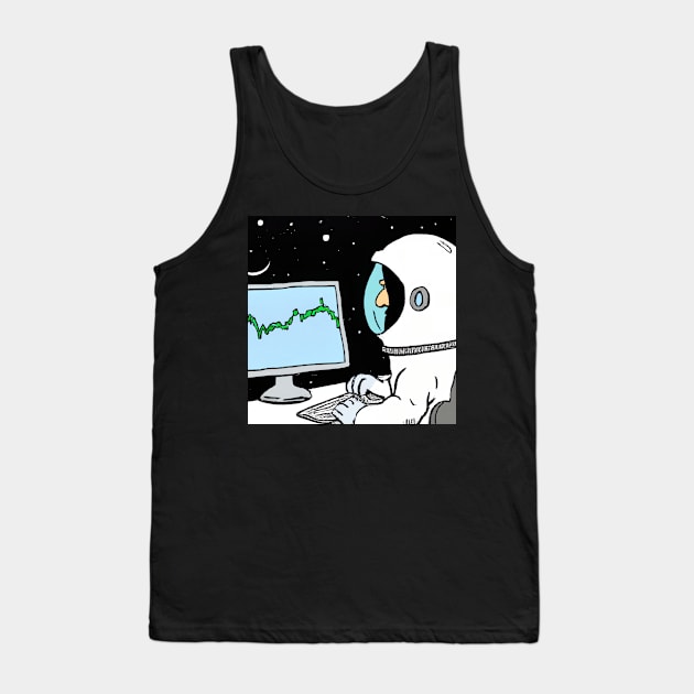 Astronaut on the Moon Checking Stock Prices Tank Top by JoeHx